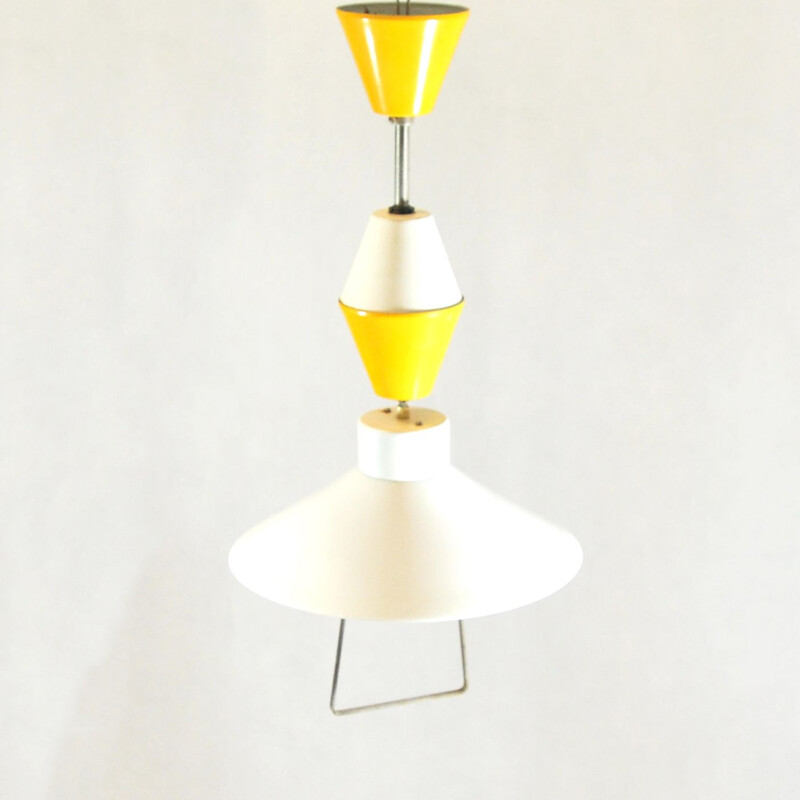 Vintage hanging lamp by ESC Czechoslovakia in glass and metal