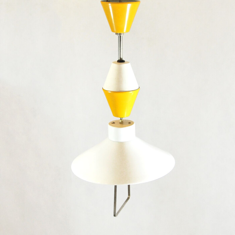Vintage hanging lamp by ESC Czechoslovakia in glass and metal