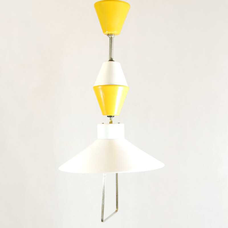 Vintage hanging lamp by ESC Czechoslovakia in glass and metal