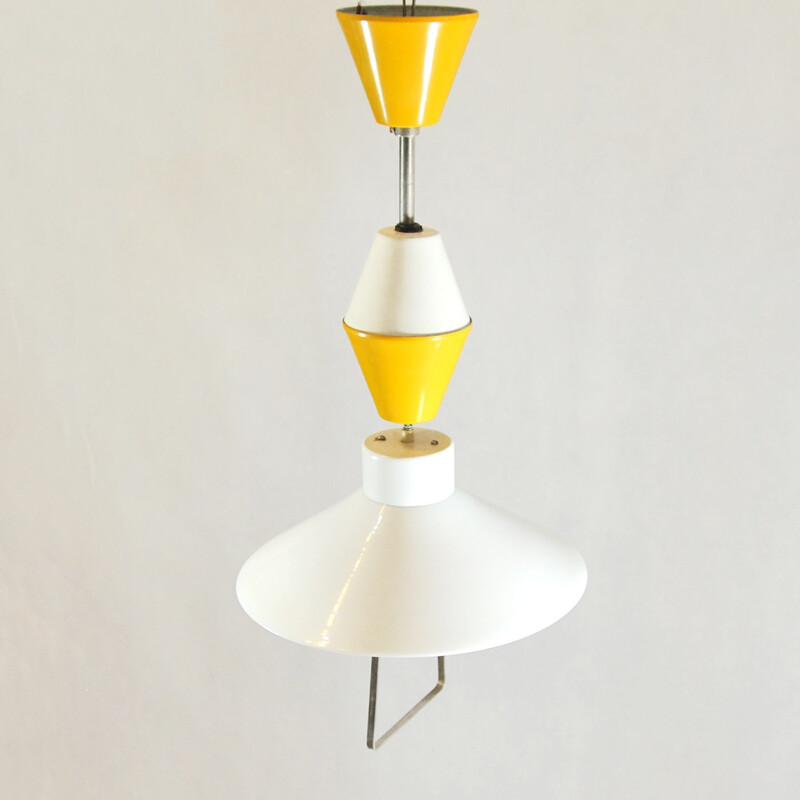 Vintage hanging lamp by ESC Czechoslovakia in glass and metal