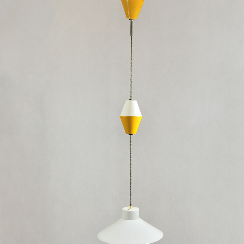 Vintage hanging lamp by ESC Czechoslovakia in glass and metal