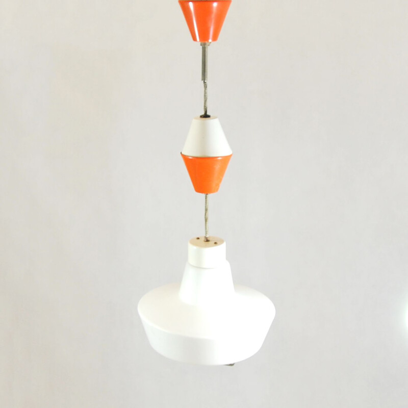 Vintage orange hanging lamp by ESC Czechoslovakia in glass and metal