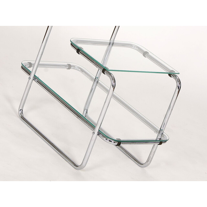 Vintage glass and steel shelf for Mücke-Melder Frystat 1930