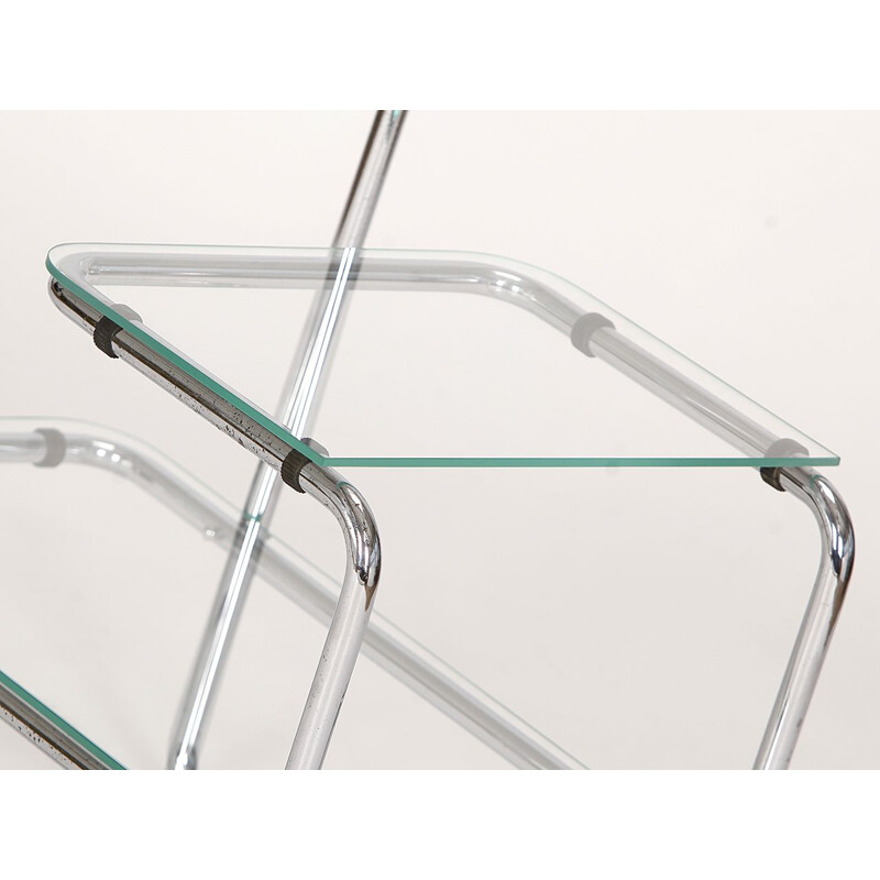 Vintage glass and steel shelf for Mücke-Melder Frystat 1930