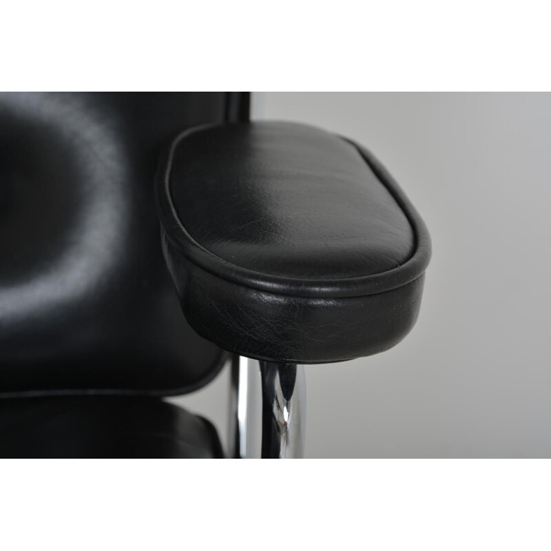 Vintage Lobby armchair for Herman Miller in black leather 1960