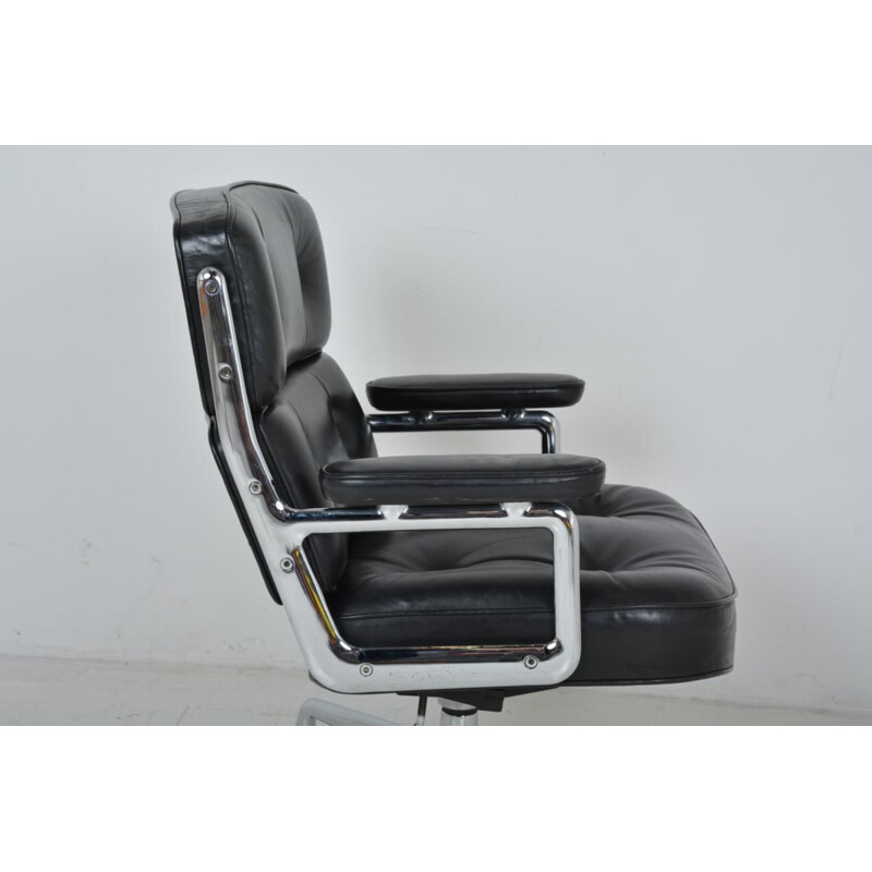 Vintage Lobby armchair for Herman Miller in black leather 1960