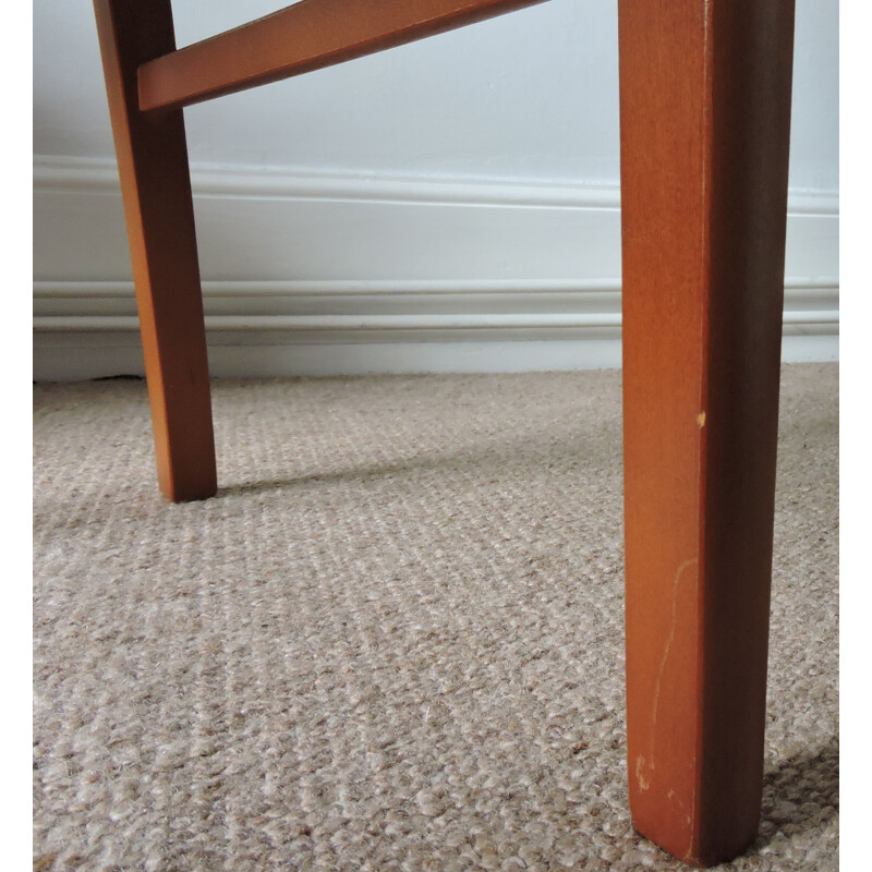 Set of 4 vintage chairs in wood and brown-orange fabric 1970