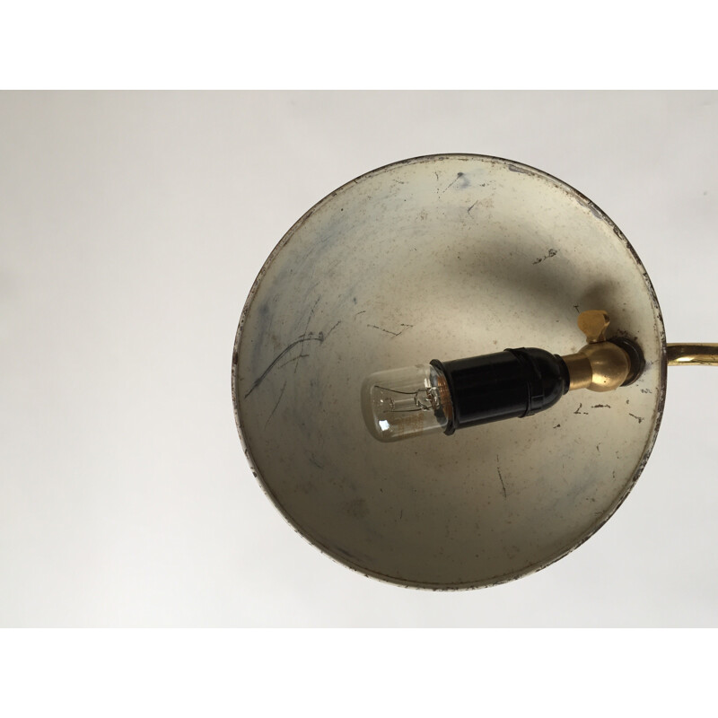 Vintage-Tischlampe aus Metall, Blech und Messing, 1950