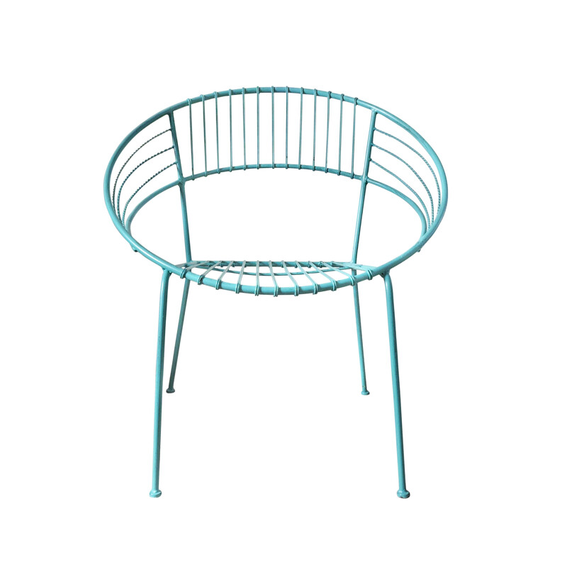 Turquoise garden chair in metal