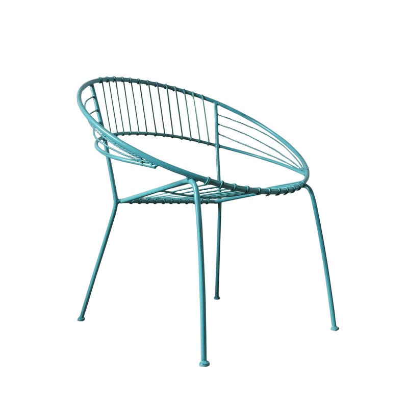 Turquoise garden chair in metal