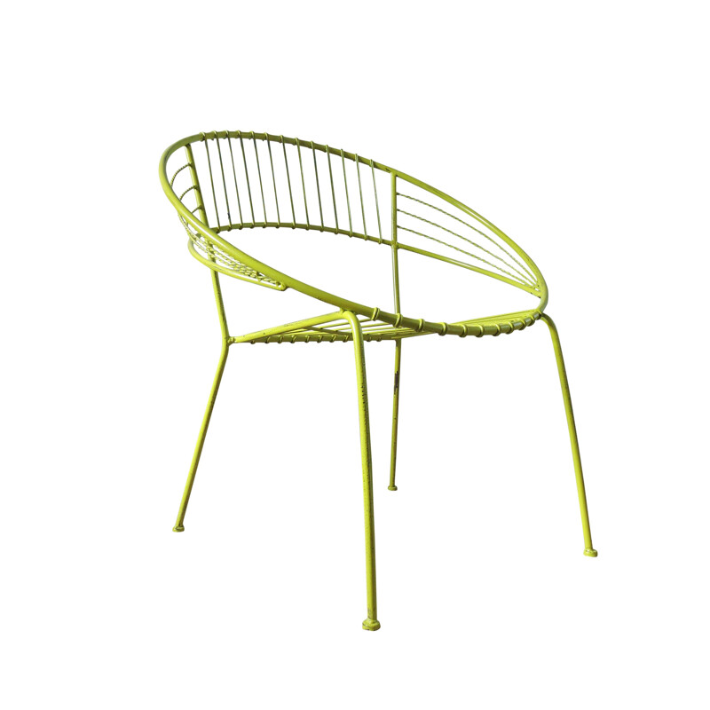 Green garden chair in metal