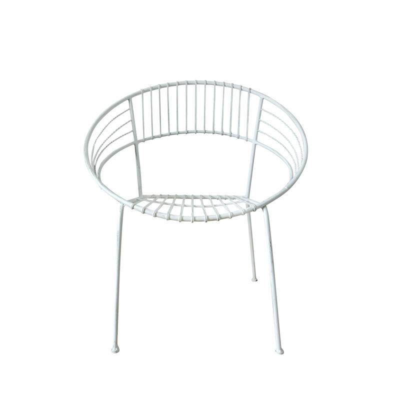 White garden chair in metal