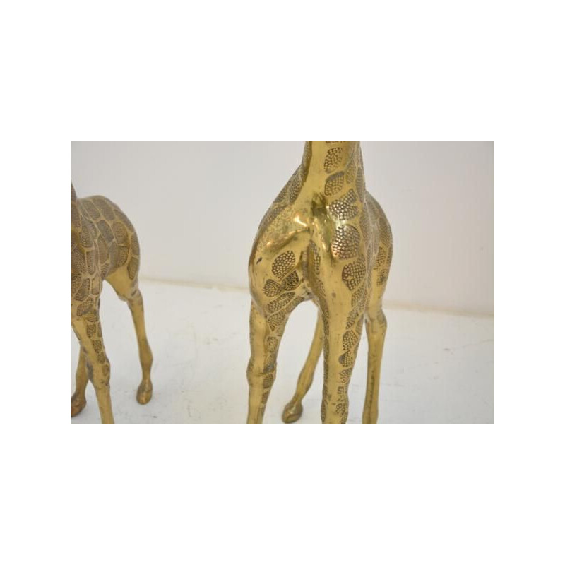 2 vintage giraffes in brass