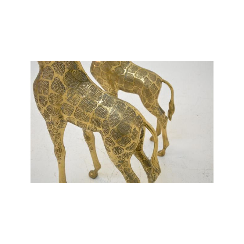 2 vintage giraffes in brass