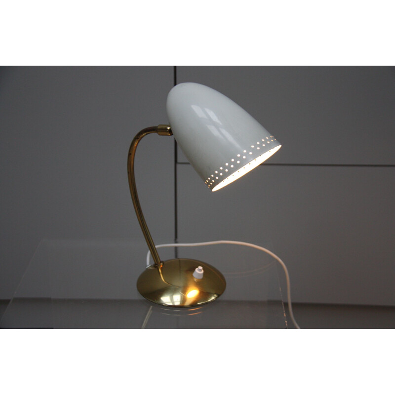 Vintage table lamp in messing and enamel