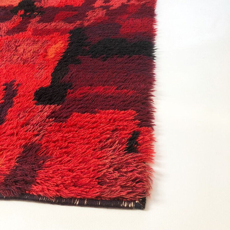 Vintage Scandinavian carpet in high pile wool