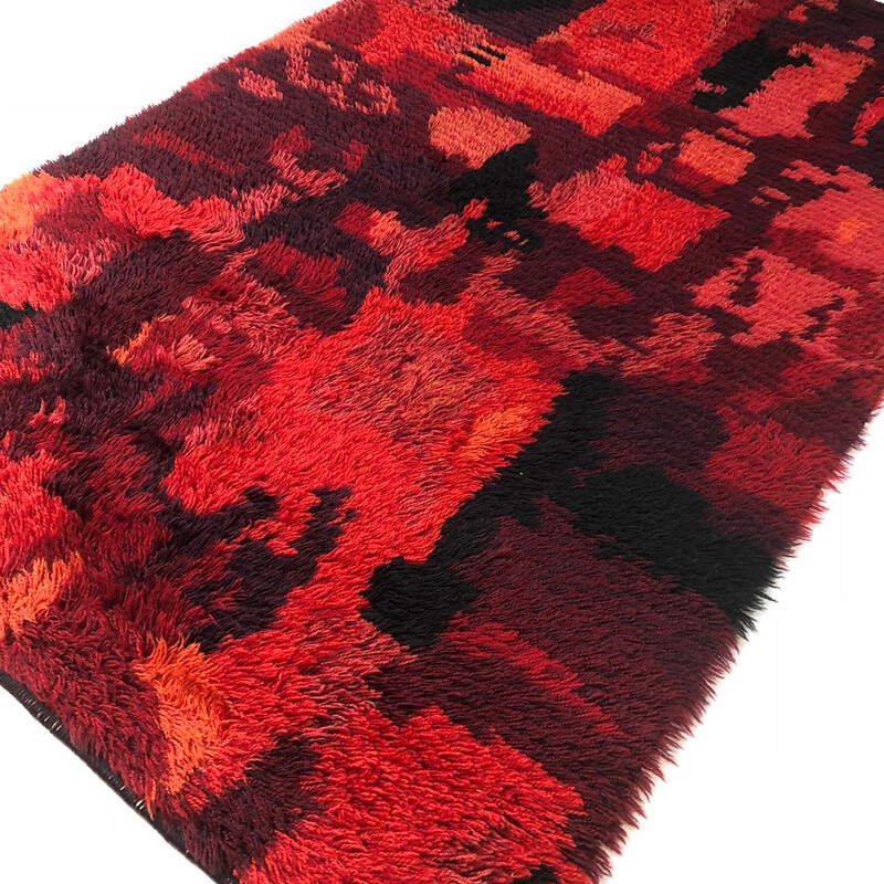 Vintage Scandinavian carpet in high pile wool