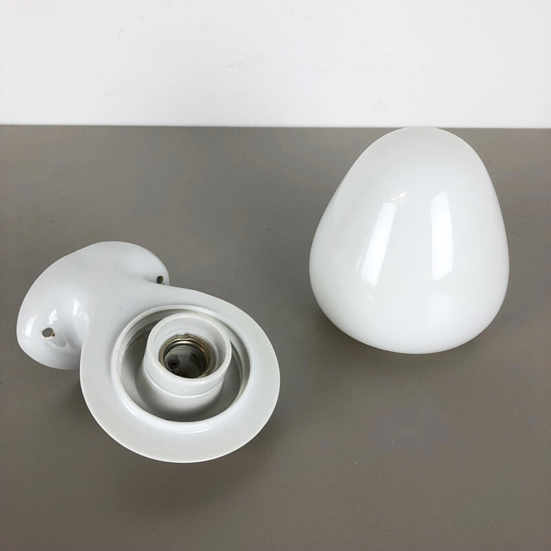 Vintage porcelain wall lamp by Wilhelm Wagenfeld