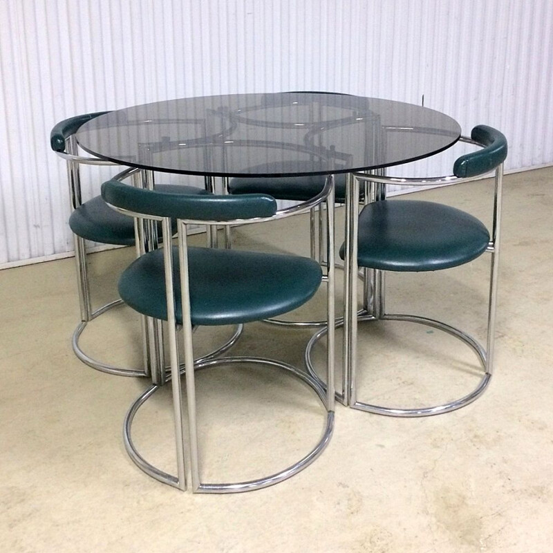 Vintage Italian dining set in chrome