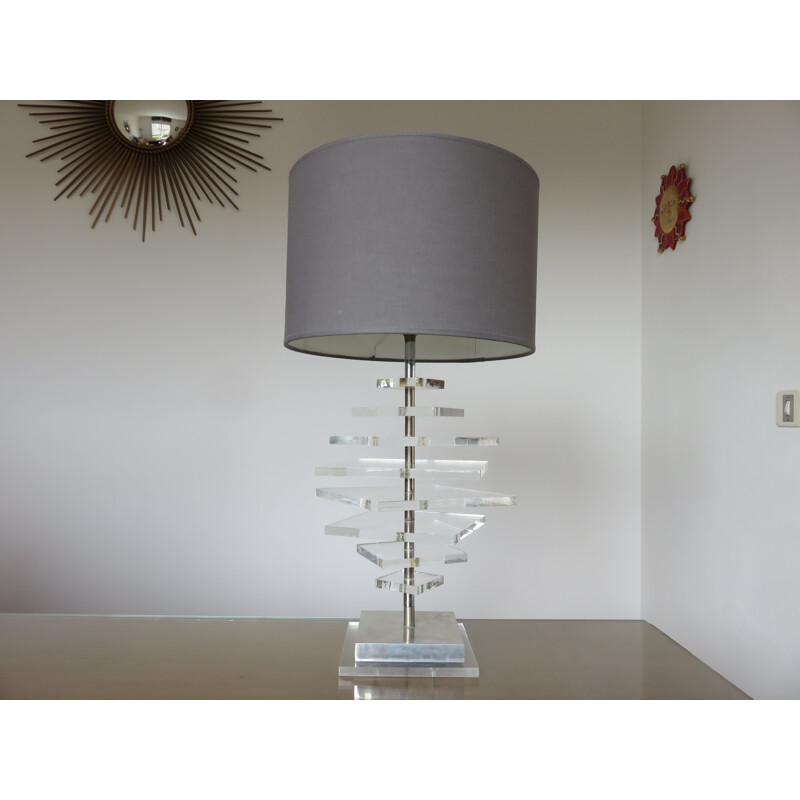 Vintage lamp in aluminium and plexiglass 1970s