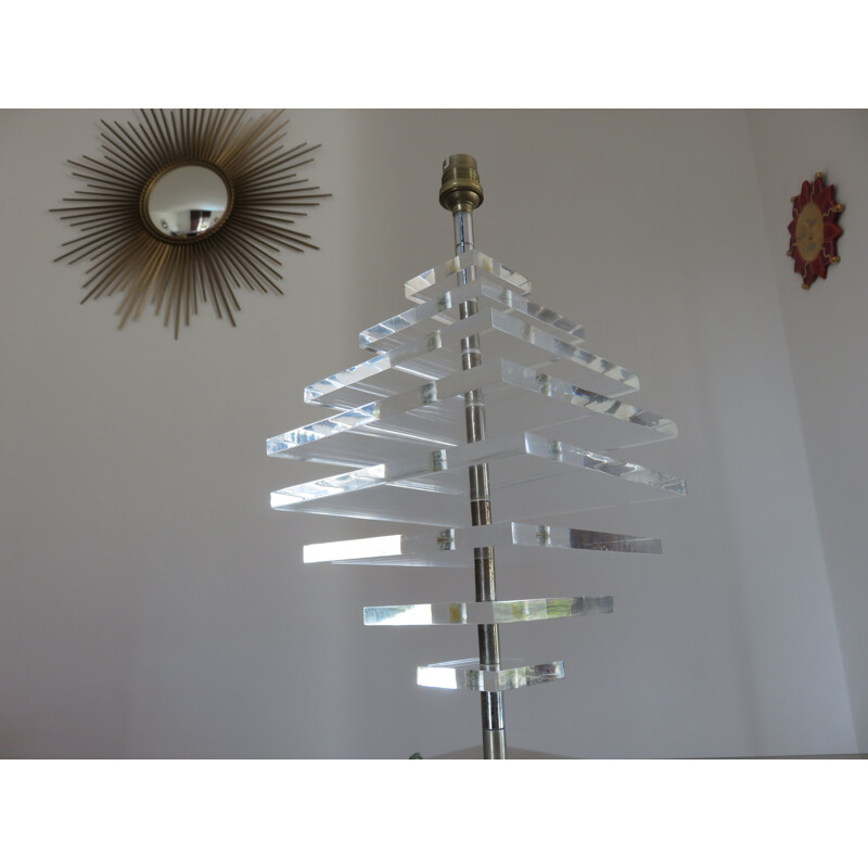 Vintage lamp in aluminium and plexiglass 1970s