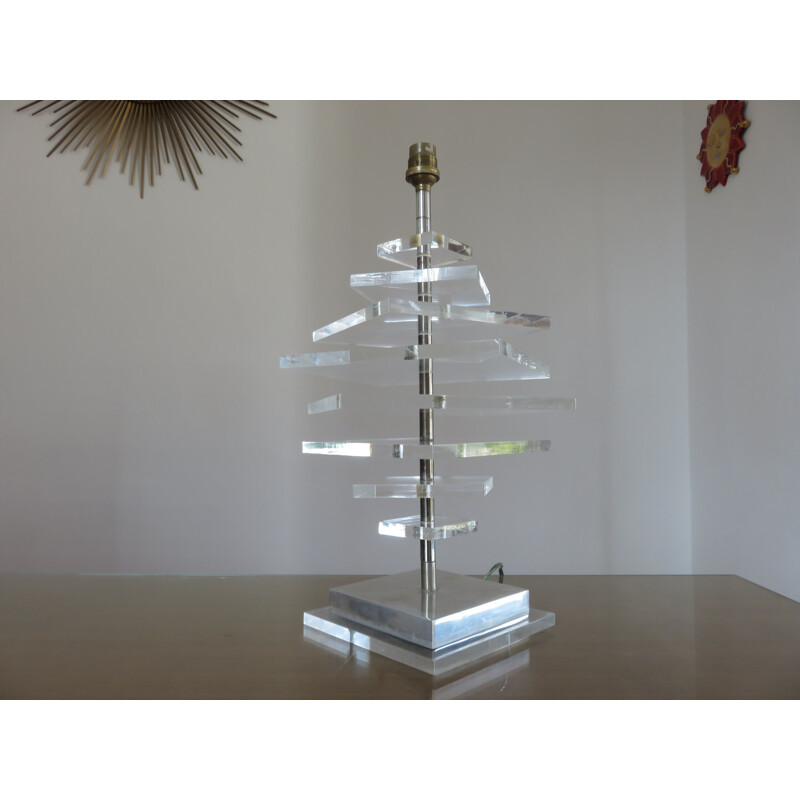 Lampe vintage en aluminium et plexiglass