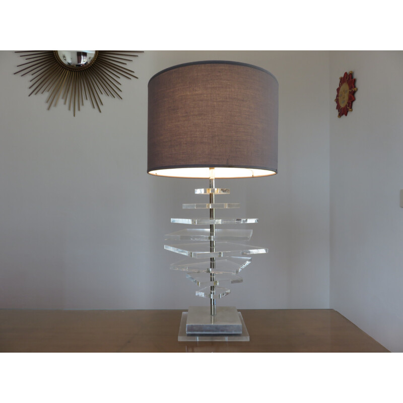 Vintage lamp in aluminium and plexiglass 1970s