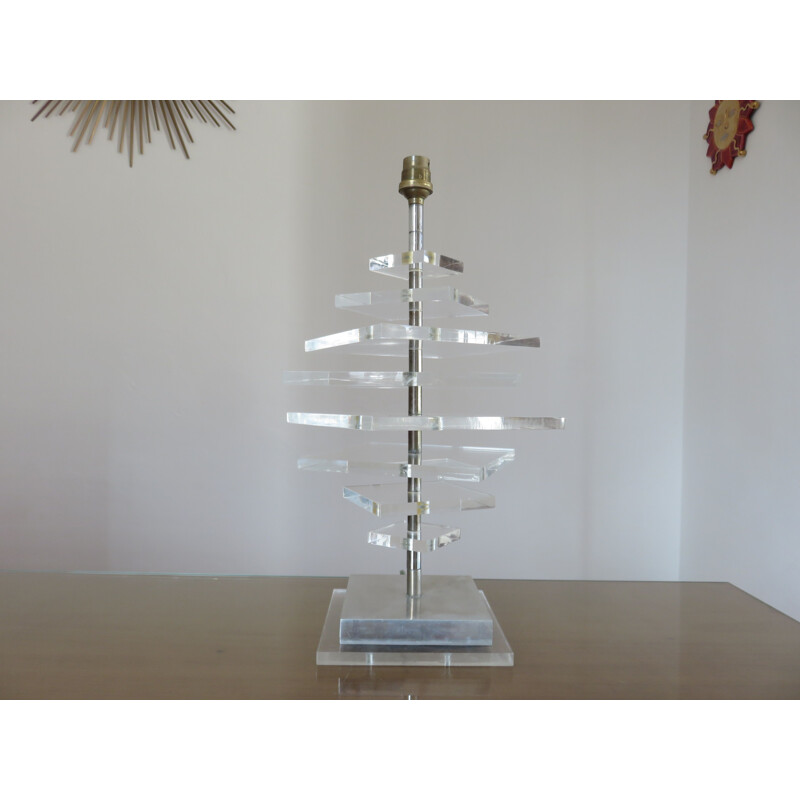 Vintage lamp in aluminium and plexiglass 1970s