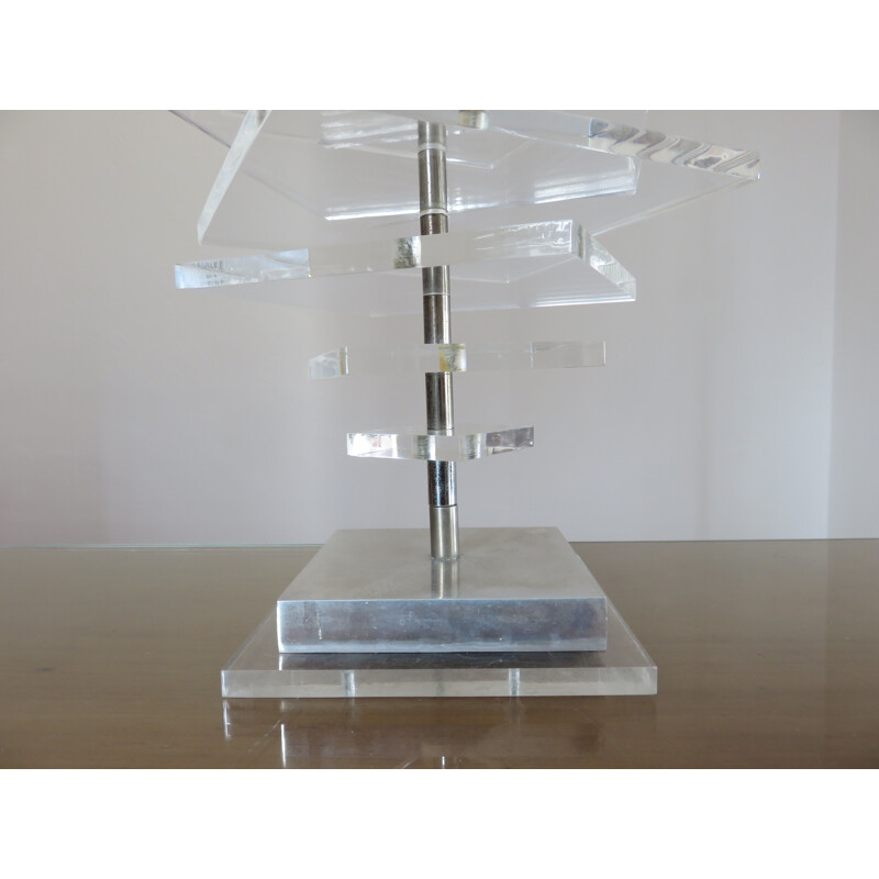 Lampe vintage en aluminium et plexiglass