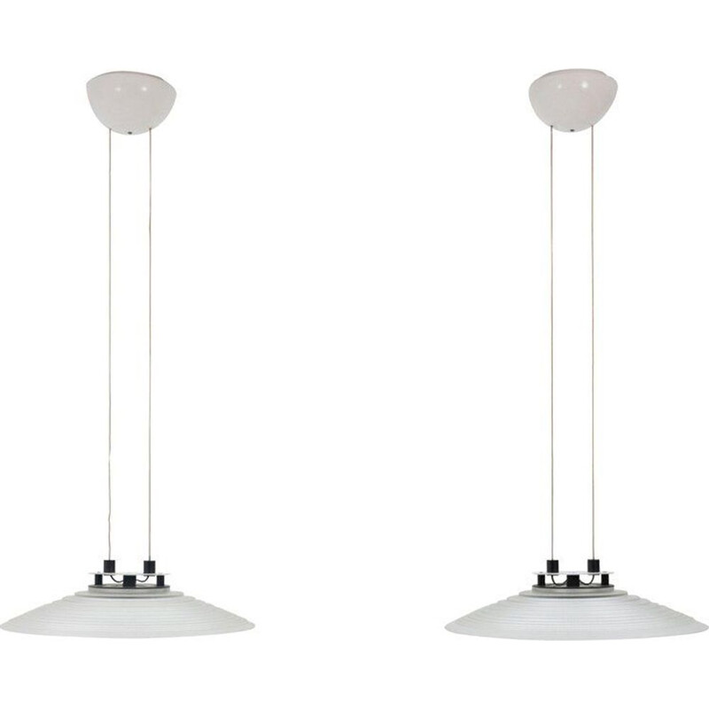 Pair of vintage suspension lamps by Peil and Putzler