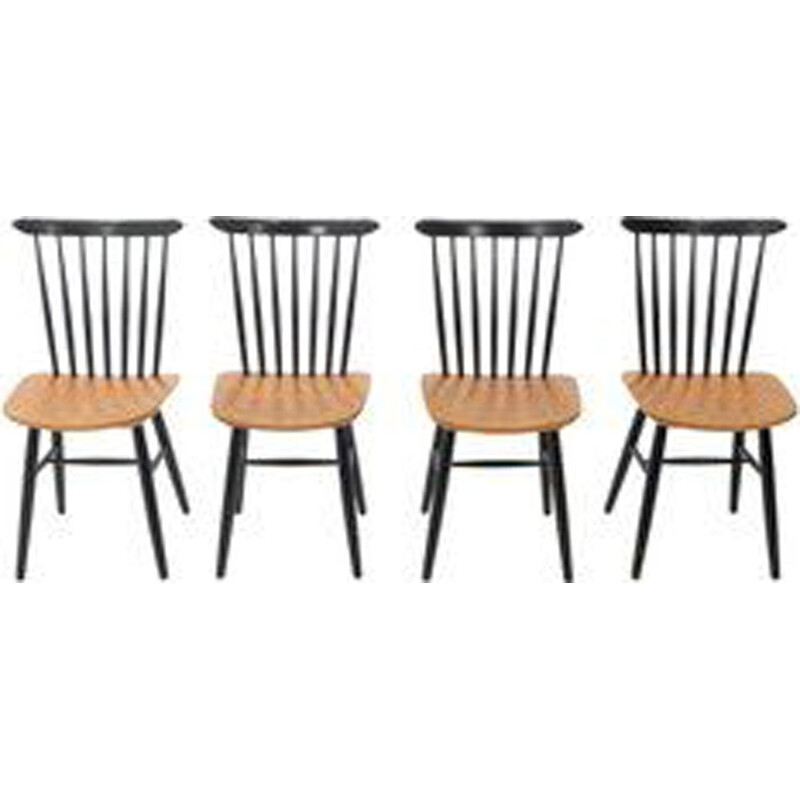 Set of 4 teak bicolor Nesto chairs