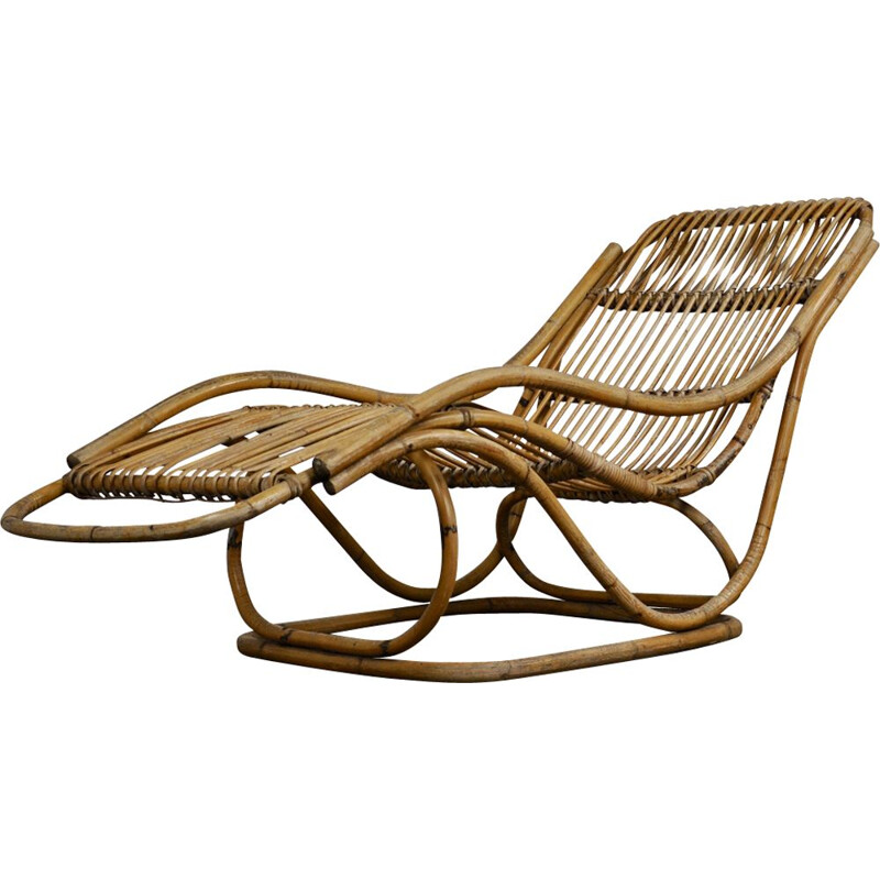 Vintage italian lounge chair in rattan 1960