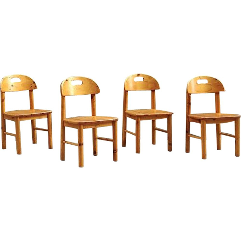 Set of 4 vintage chairs by Rainer Daumiller in solid pine 