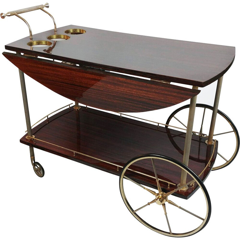 Vintage trolley in mahogany and brass 1950