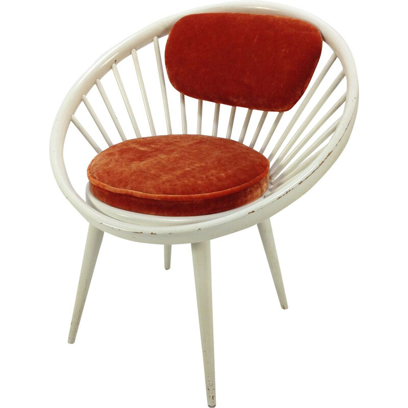 Vintage red Circle armchair by Yngve Ekström 1960s