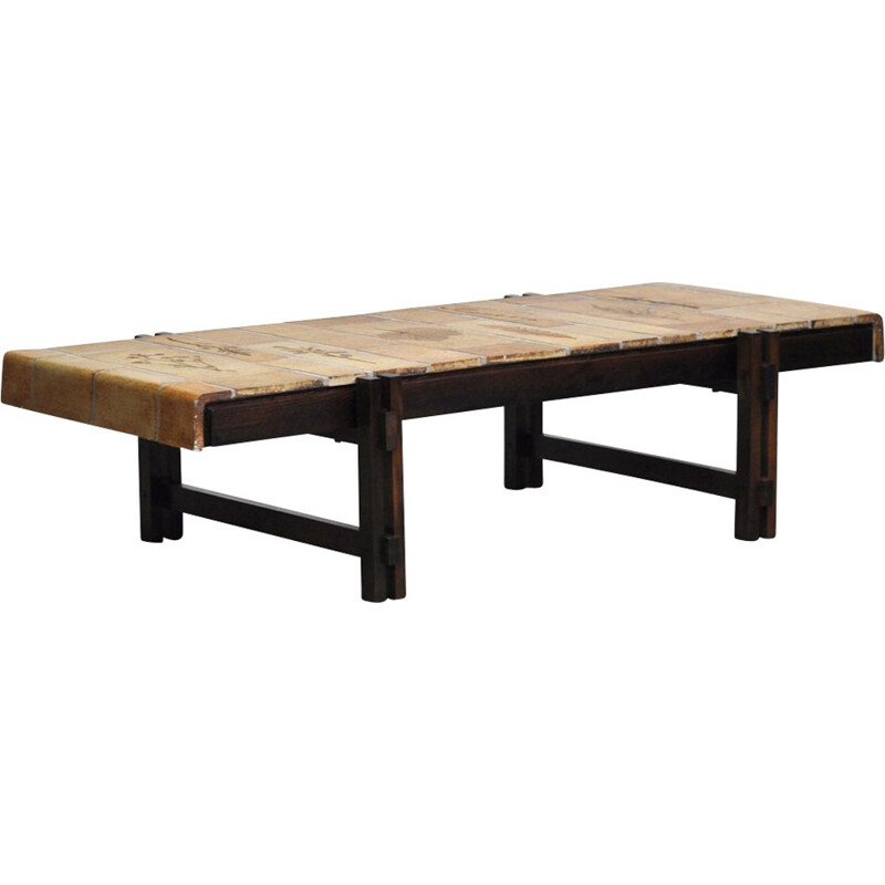 Vintage keramische tegeltafel van Roger Capron, Frankrijk 1960