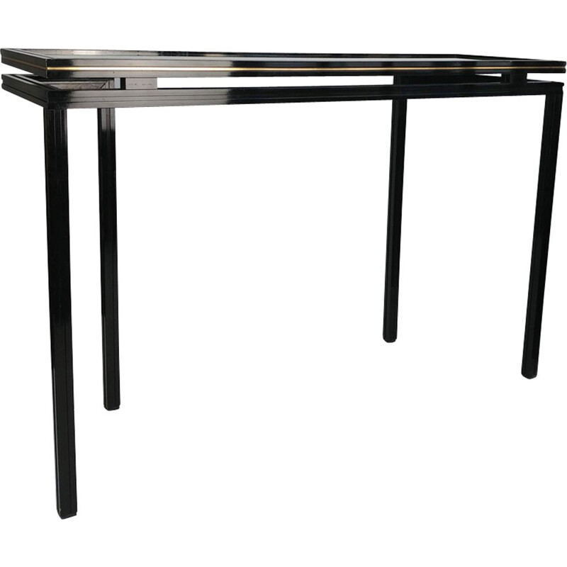 Black lacquered metal Console by Pierre Vandel 1970