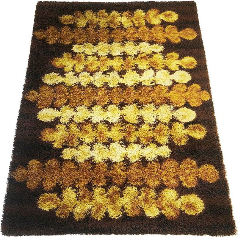 Original Scandinavian Pop Art Rya Rug Carpet, Denmark 1960s