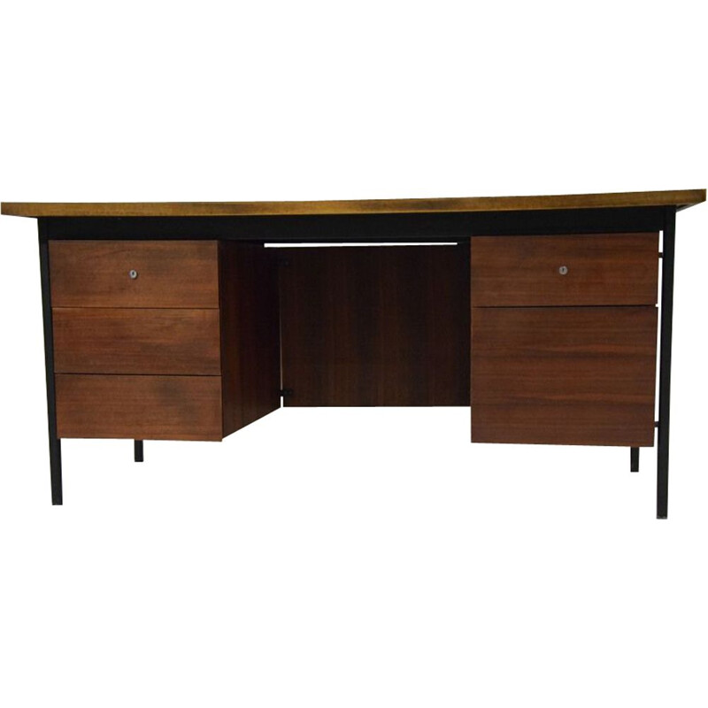 Vintage Ministre desk for Knoll in teak and steel 1950