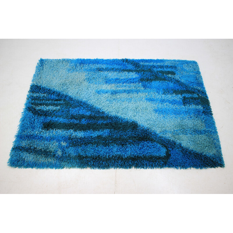 Vintage Danish carpet in blue wool 1970