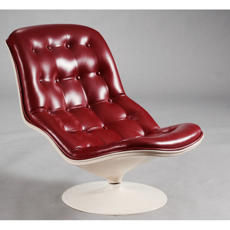 Vintage rocking chair by Beaufort in red leather 1971