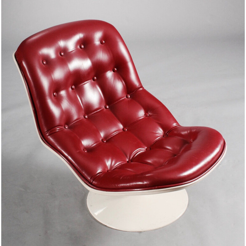 Vintage rocking chair by Beaufort in red leather 1971