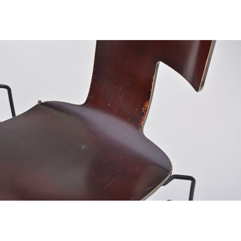 Ensemble de 6 chaises vintage Anziano pour Donghia en acier et hêtre 1980