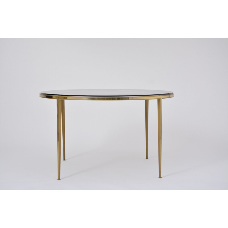 Table basse dorée vintage circulaire en laiton pour Vereinigte Werkstätten Munich, 1960