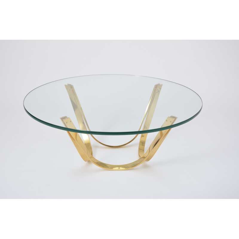 Vintage glass and metal table by Roger Sprunger for Dunbar 1970