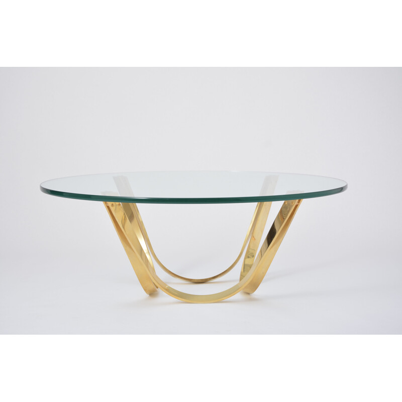 Vintage glass and metal table by Roger Sprunger for Dunbar 1970