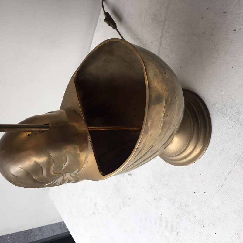 Lampe vintage française dorée en métal 1970