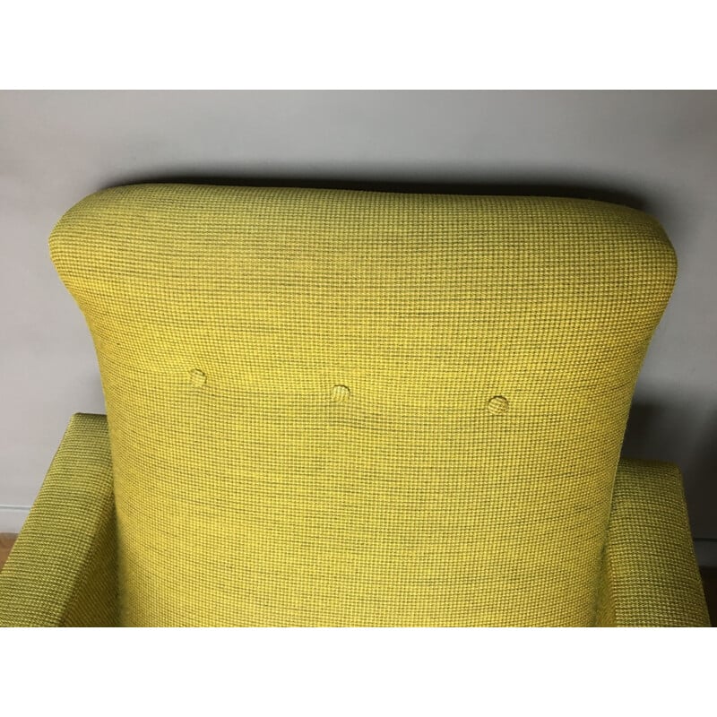 Paire de fauteuils vintage pour Steiner en tissu jaune et métal