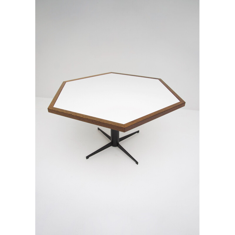 Vintage hexagonale table for Spectrum in wood and formica 1960