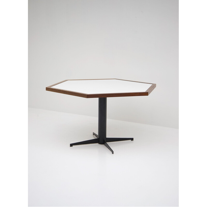 Vintage hexagonale table for Spectrum in wood and formica 1960